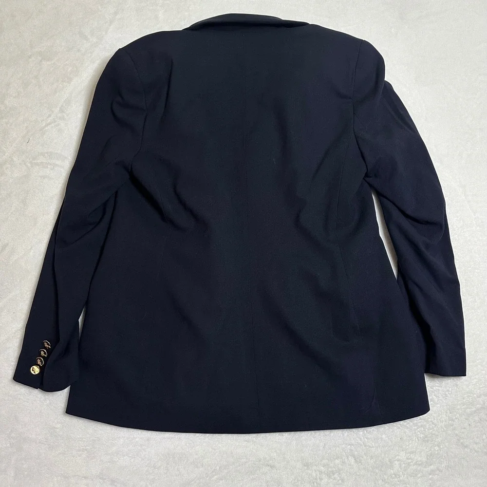 Lauren Ralph Lauren Navy Wool Double Breasted Blazer Gold Crest Buttons 14 - Picture 3 of 13